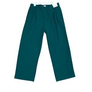 Women's High-Rise Wide Leg Pleated Front‎ Trousers - A New Day Green Size 12
